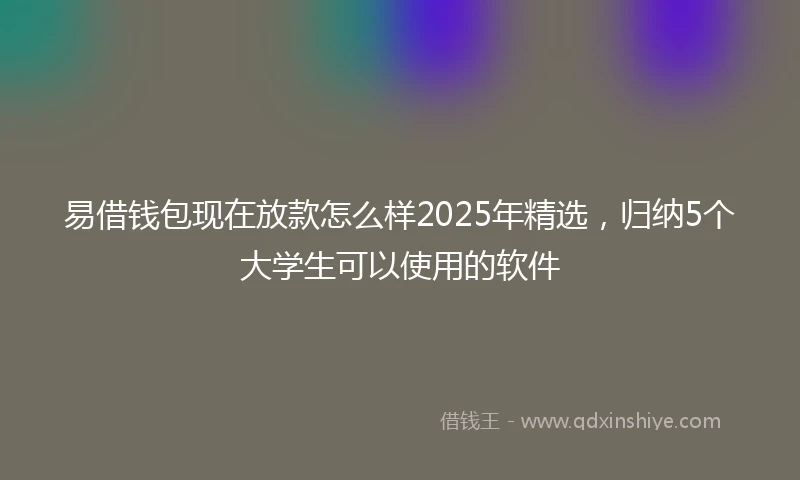 易借钱包现在放款怎么样2025年精选，归纳5个大学生可以使用的软件