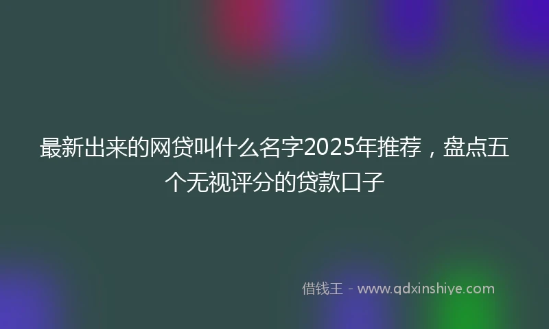 最新出来的网贷叫什么名字2025年推荐，盘点五个无视评分的贷款口子