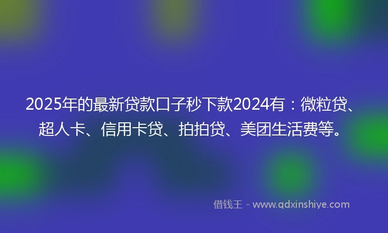 2025年的最新贷款口子秒下款2024有：微粒贷、超人卡、信用卡贷、拍拍贷、美团生活费等。