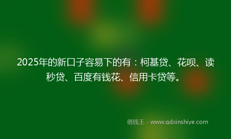 2025年的新口子容易下的有：柯基贷、花呗、读秒贷、百度有钱花、信用卡贷等。