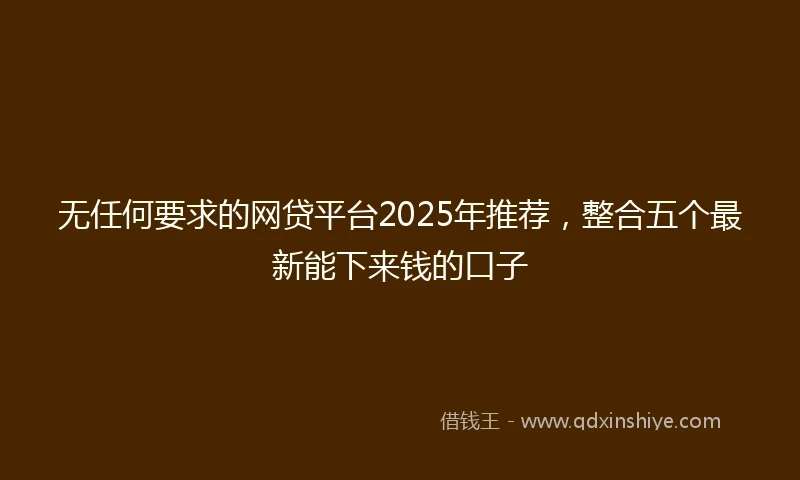 无任何要求的网贷平台2025年推荐，整合五个最新能下来钱的口子