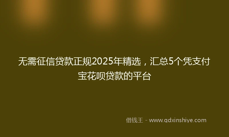 无需征信贷款正规2025年精选，汇总5个凭支付宝花呗贷款的平台