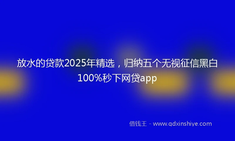 放水的贷款2025年精选，归纳五个无视征信黑白100%秒下网贷app