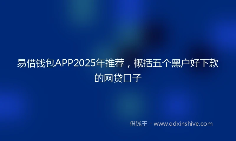 易借钱包APP2025年推荐，概括五个黑户好下款的网贷口子