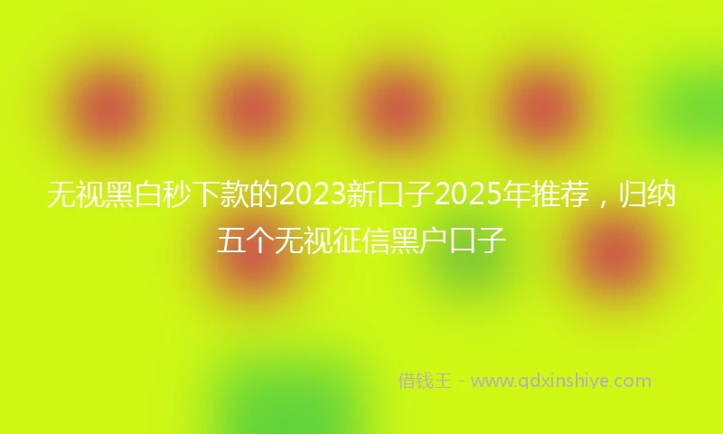 无视黑白秒下款的2023新口子2025年推荐,归纳五个无视征信黑户口子