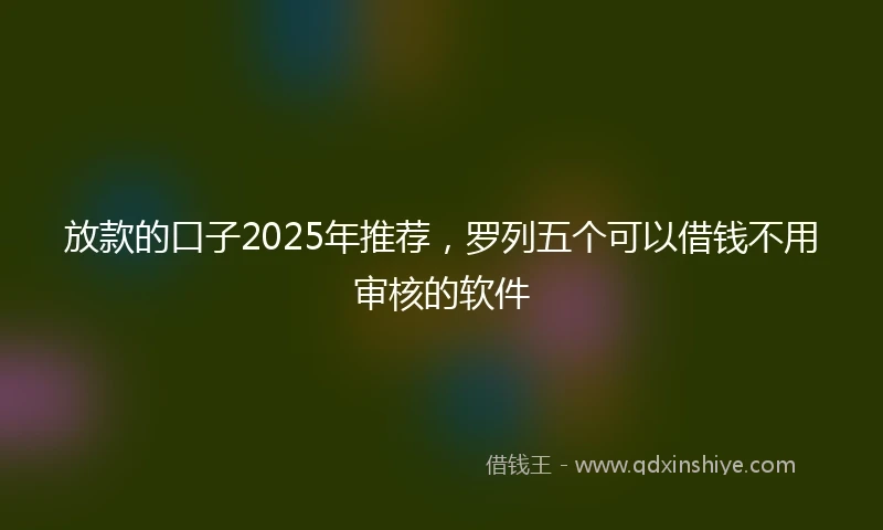 放款的口子2025年推荐，罗列五个可以借钱不用审核的软件