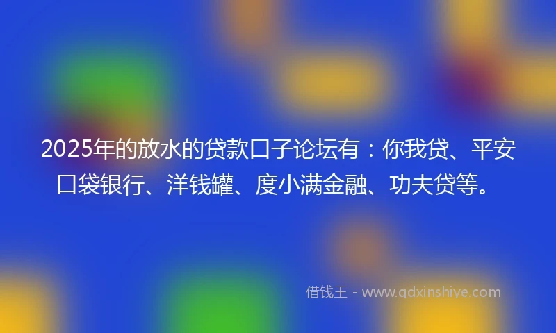 2025年的放水的贷款口子论坛有：你我贷、平安口袋银行、洋钱罐、度小满金融、功夫贷等。