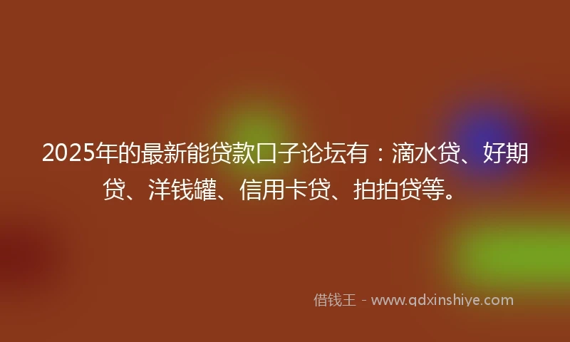 2025年的最新能贷款口子论坛有：滴水贷、好期贷、洋钱罐、信用卡贷、拍拍贷等。