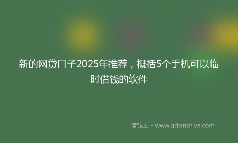 新的网贷口子2025年推荐，概括5个手机可以临时借钱的软件