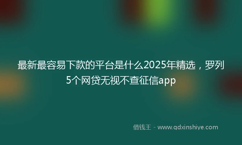最新最容易下款的平台是什么2025年精选，罗列5个网贷无视不查征信app
