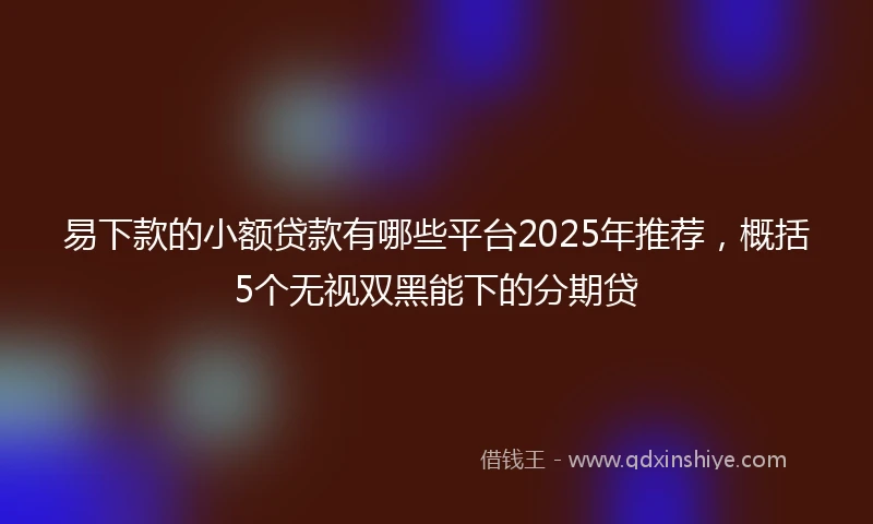 易下款的小额贷款有哪些平台2025年推荐，概括5个无视双黑能下的分期贷