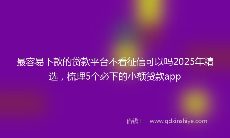 最容易下款的贷款平台不看征信可以吗2025年精选，梳理5个必下的小额贷款app