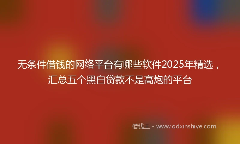 无条件借钱的网络平台有哪些软件2025年精选，汇总五个黑白贷款不是高炮的平台