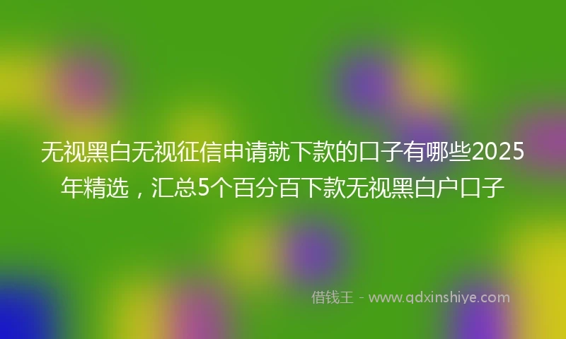 无视黑白无视征信申请就下款的口子有哪些2025年精选，汇总5个百分百下款无视黑白户口子