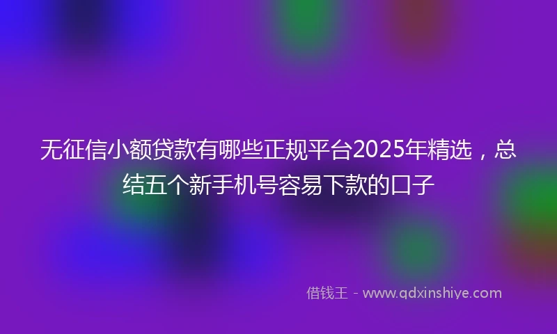 无征信小额贷款有哪些正规平台2025年精选，总结五个新手机号容易下款的口子