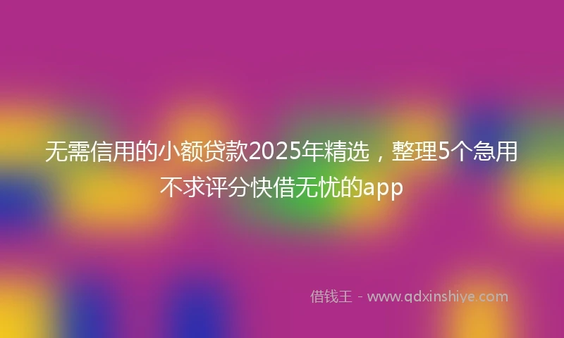 无需信用的小额贷款2025年精选，整理5个急用不求评分快借无忧的app