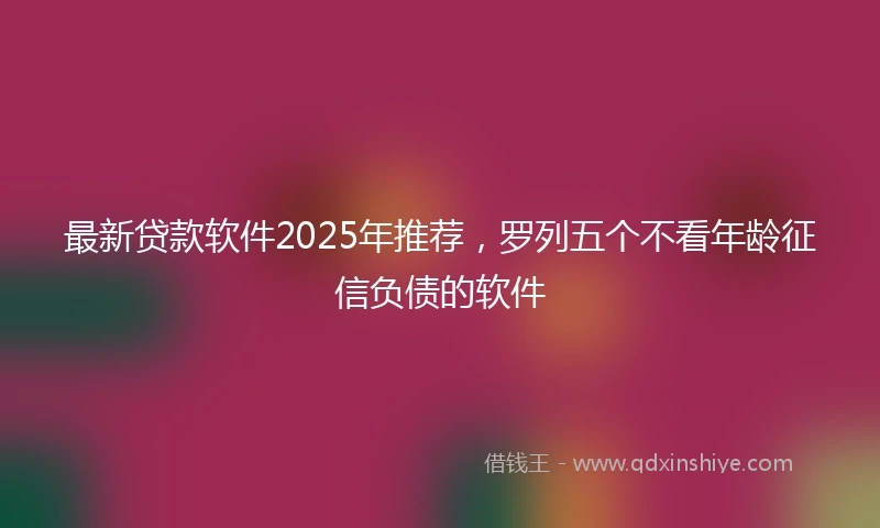 最新贷款软件2025年推荐，罗列五个不看年龄征信负债的软件