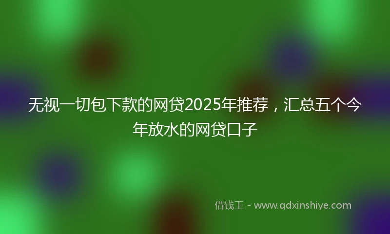无视一切包下款的网贷2025年推荐，汇总五个今年放水的网贷口子