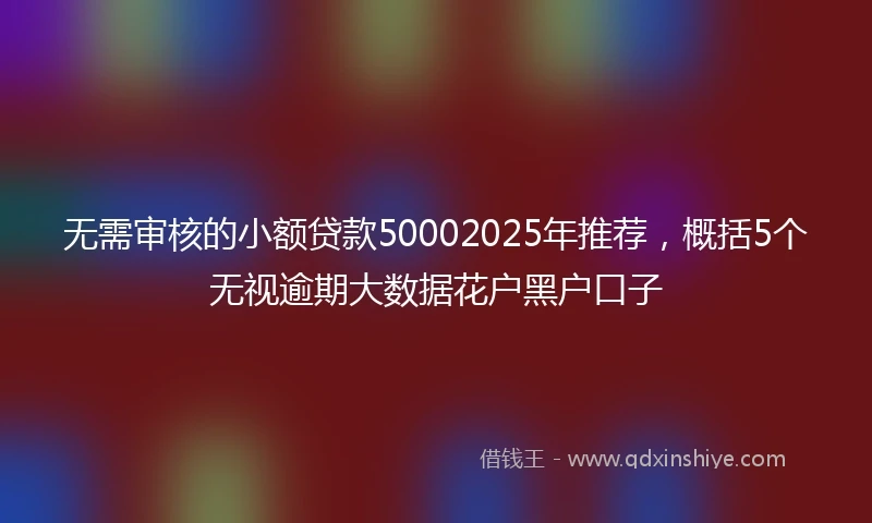无需审核的小额贷款50002025年推荐，概括5个无视逾期大数据花户黑户口子