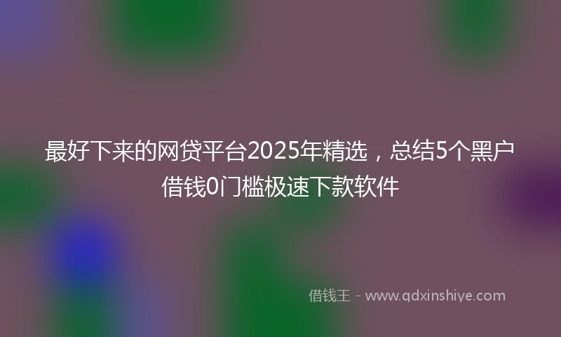 最好下来的网贷平台2025年精选，总结5个黑户借钱0门槛极速下款软件