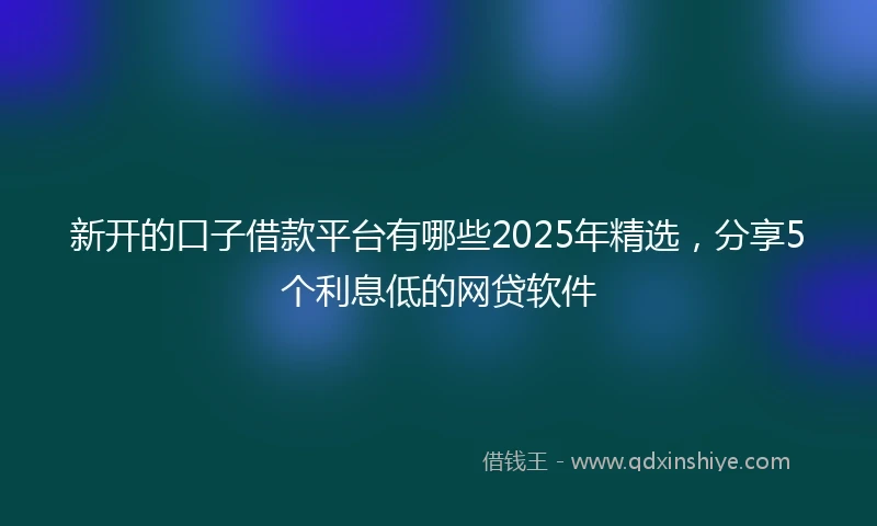 新开的口子借款平台有哪些2025年精选，分享5个利息低的网贷软件