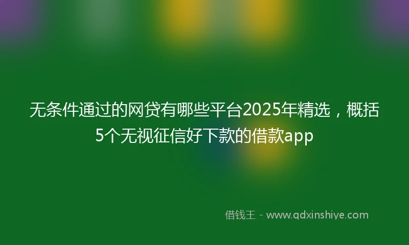 无条件通过的网贷有哪些平台2025年精选，概括5个无视征信好下款的借款app