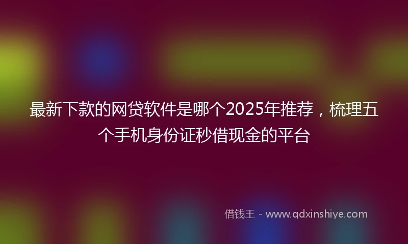 最新下款的网贷软件是哪个2025年推荐，梳理五个手机身份证秒借现金的平台