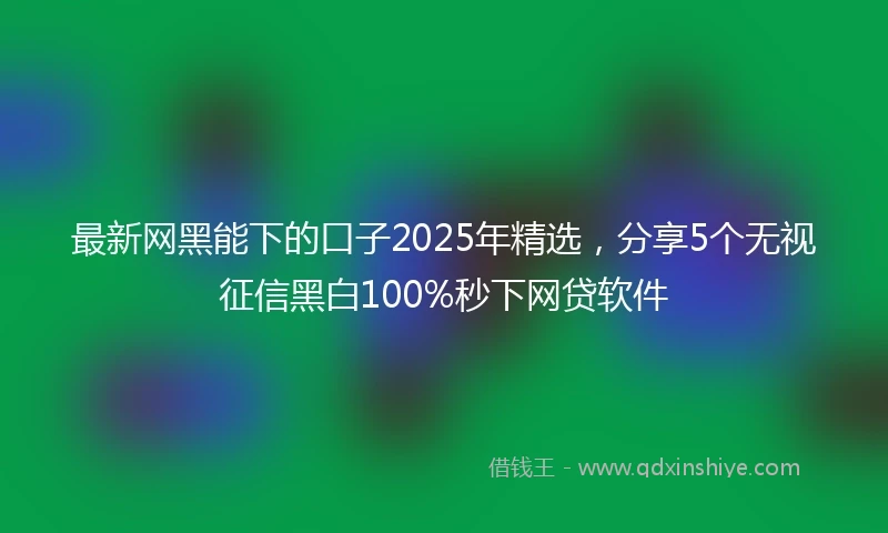 最新网黑能下的口子2025年精选，分享5个无视征信黑白100%秒下网贷软件