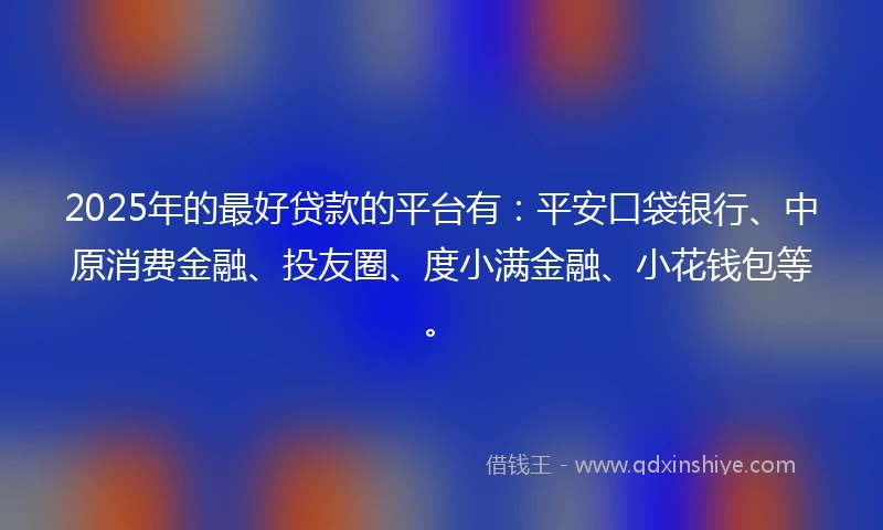 2025年的最好贷款的平台有：平安口袋银行、中原消费金融、投友圈、度小满金融、小花钱包等。
