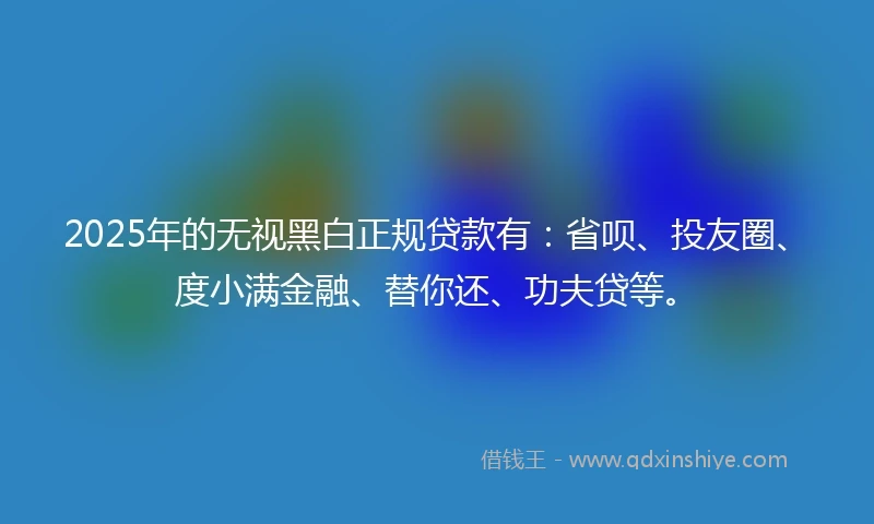 2025年的无视黑白正规贷款有：省呗、投友圈、度小满金融、替你还、功夫贷等。