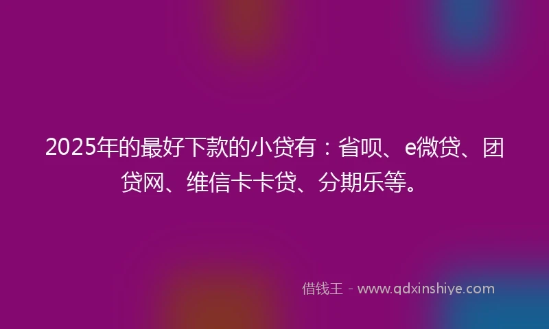 2025年的最好下款的小贷有：省呗、e微贷、团贷网、维信卡卡贷、分期乐等。