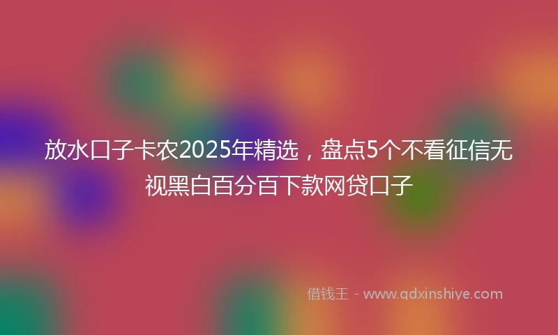 放水口子卡农2025年精选，盘点5个不看征信无视黑白百分百下款网贷口子