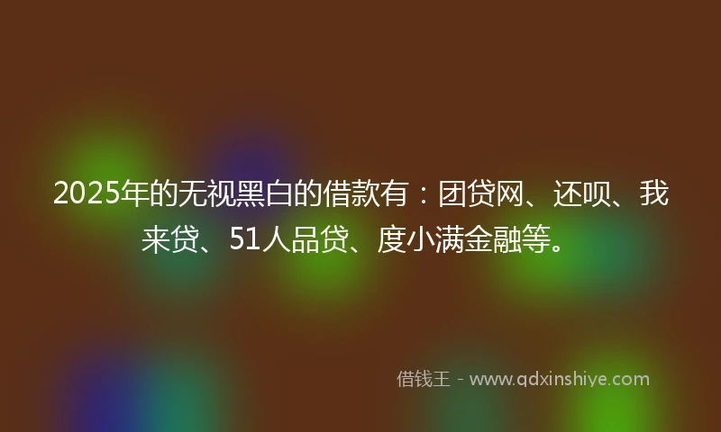 2025年的无视黑白的借款有：团贷网、还呗、我来贷、51人品贷、度小满金融等。