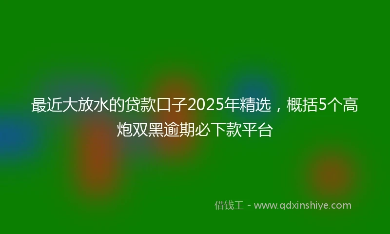 最近大放水的贷款口子2025年精选，概括5个高炮双黑逾期必下款平台