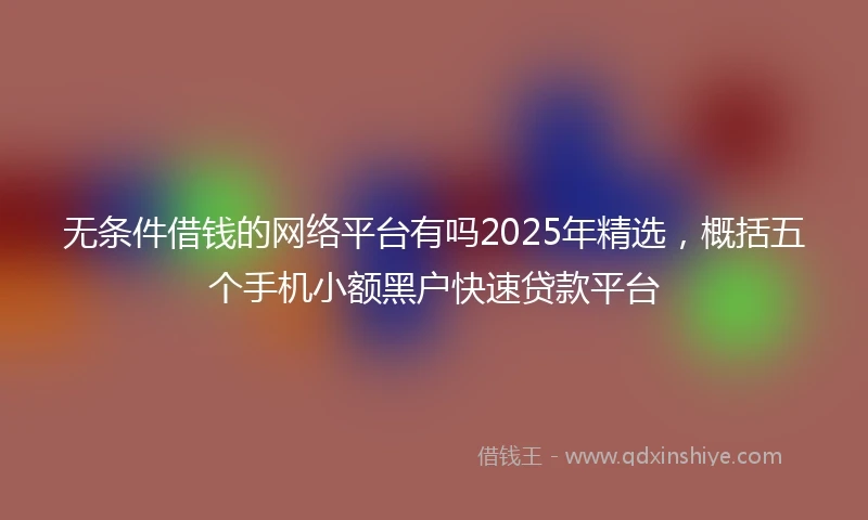 无条件借钱的网络平台有吗2025年精选，概括五个手机小额黑户快速贷款平台