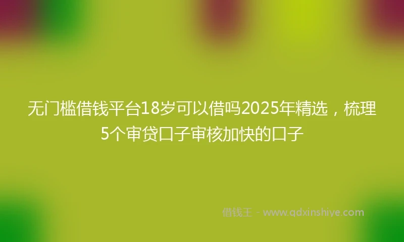 无门槛借钱平台18岁可以借吗2025年精选，梳理5个审贷口子审核加快的口子