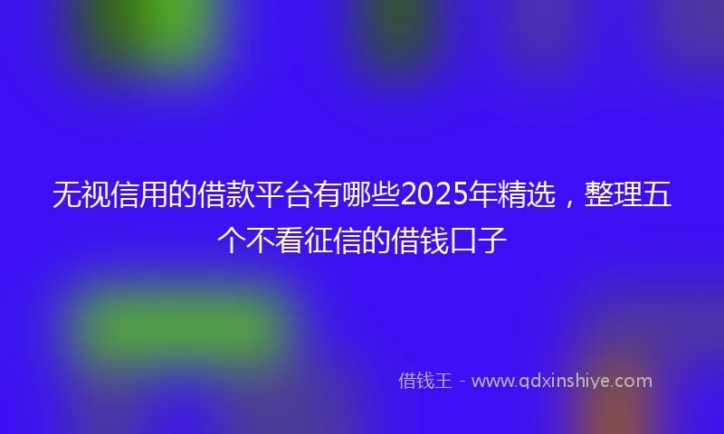 无视信用的借款平台有哪些2025年精选，整理五个不看征信的借钱口子