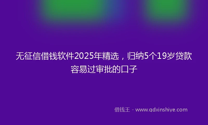 无征信借钱软件2025年精选，归纳5个19岁贷款容易过审批的口子