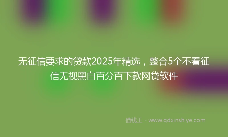 无征信要求的贷款2025年精选，整合5个不看征信无视黑白百分百下款网贷软件