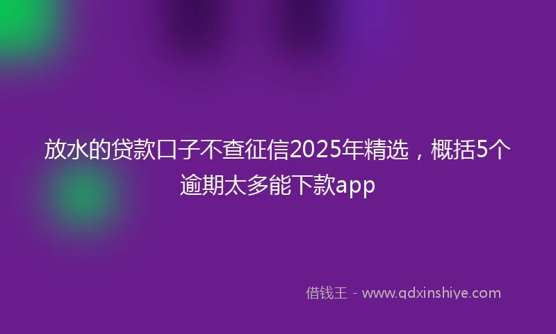 放水的贷款口子不查征信2025年精选，概括5个逾期太多能下款app