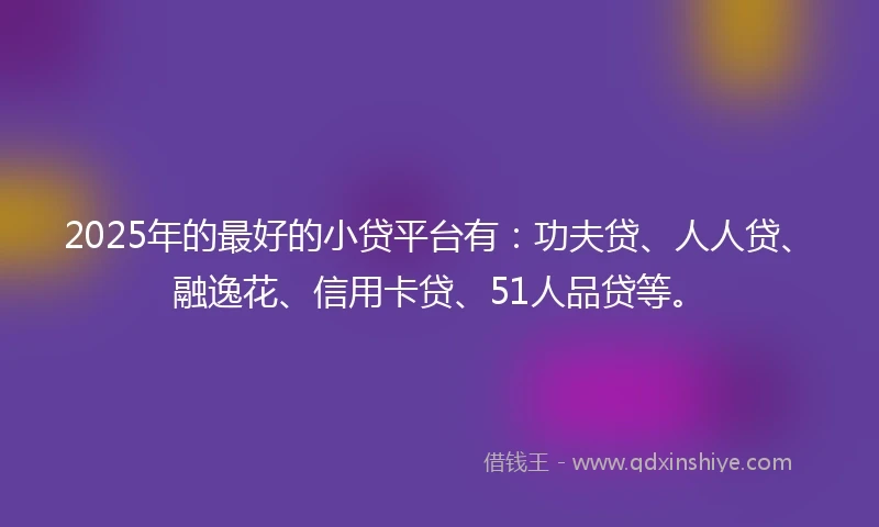 2025年的最好的小贷平台有：功夫贷、人人贷、融逸花、信用卡贷、51人品贷等。