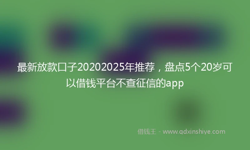 最新放款口子20202025年推荐，盘点5个20岁可以借钱平台不查征信的app