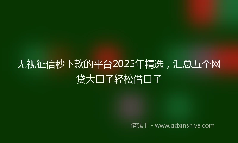 无视征信秒下款的平台2025年精选，汇总五个网贷大口子轻松借口子