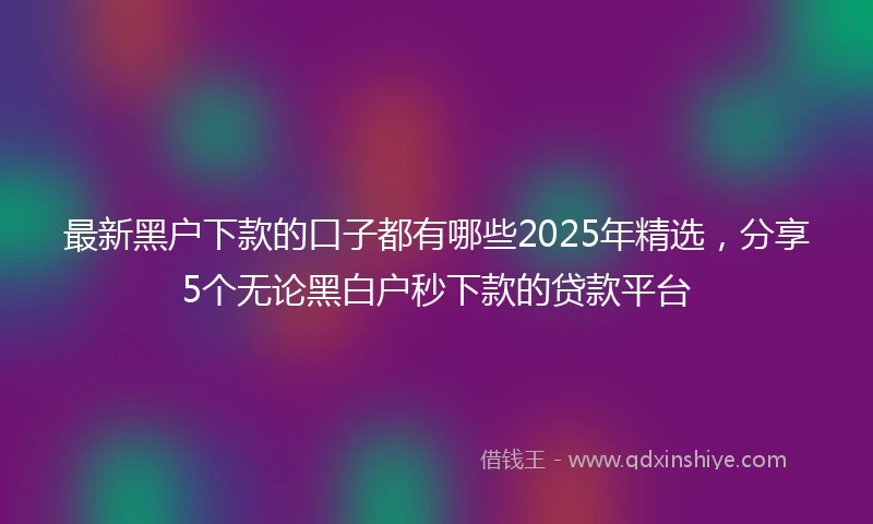 最新黑户下款的口子都有哪些2025年精选，分享5个无论黑白户秒下款的贷款平台