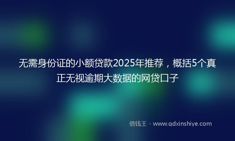 无需身份证的小额贷款2025年推荐，概括5个真正无视逾期大数据的网贷口子