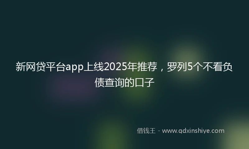 新网贷平台app上线2025年推荐，罗列5个不看负债查询的口子