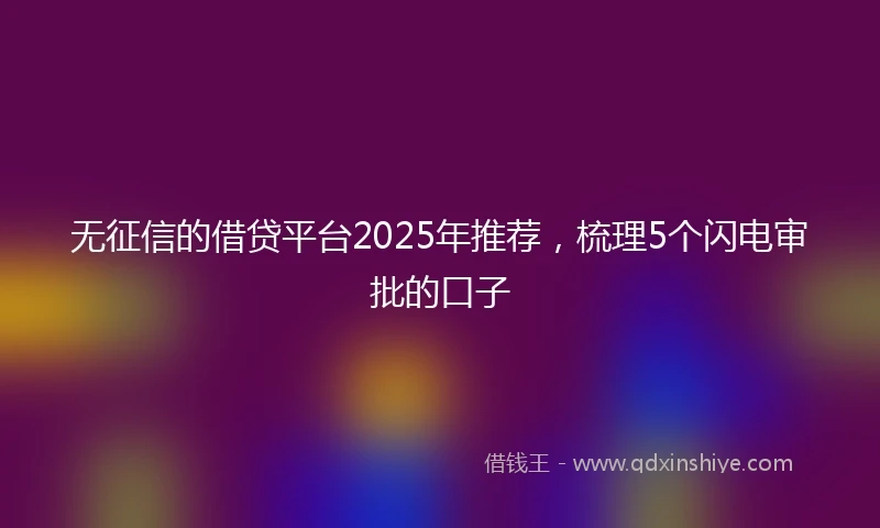 无征信的借贷平台2025年推荐，梳理5个闪电审批的口子