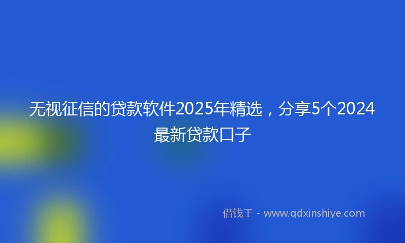 无视征信的贷款软件2025年精选，分享5个2024最新贷款口子