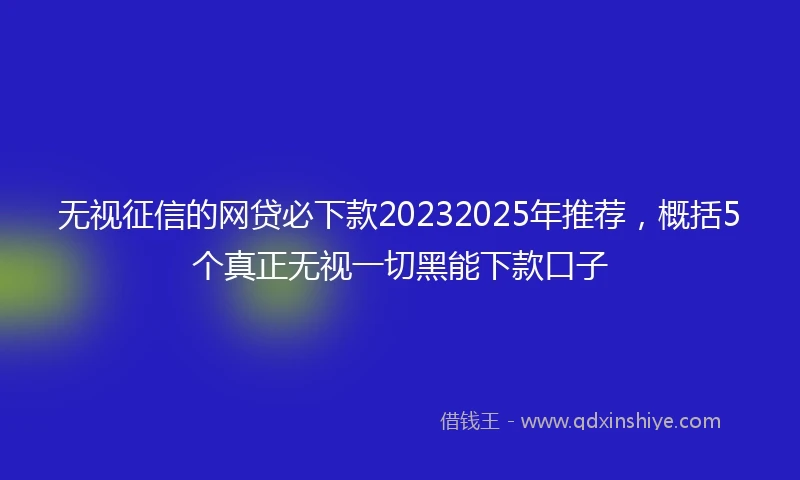 无视征信的网贷必下款20232025年推荐，概括5个真正无视一切黑能下款口子