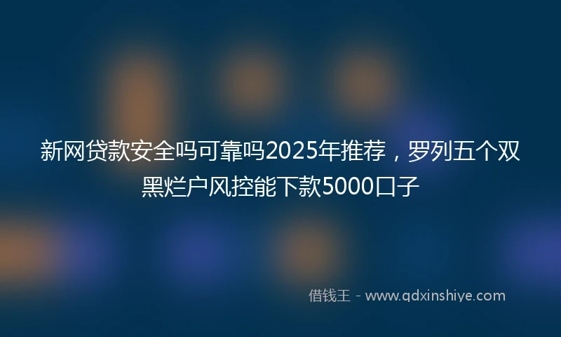 新网贷款安全吗可靠吗2025年推荐，罗列五个双黑烂户风控能下款5000口子
